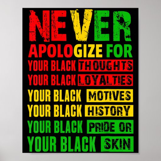 Never Apologize Your Black History Month African A ポスター (正面)