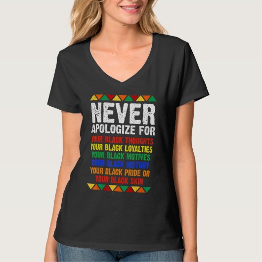 Never Apologize Your Blackness African Black Histo Tシャツ (正面)