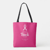 Never Back Down | ピンクとホワイトのケアパッケージ トートバッグ (裏面)
