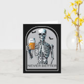 Never Better SkeletonおもしろいスカルハロウィーンFor Wome カード (黄色い花)