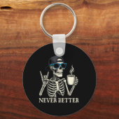 Never Better Skeleton Coffeeハロウィーンティー キーホルダー (正面)