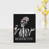 Never Better Skeleton Coffee Halloween Co カード (黄色い花)