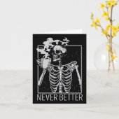 Never Better Skeleton Coffee Halloween Co カード (黄色い花)