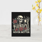 Never Better Skeleton Coffee Halloween Co カード (黄色い花)