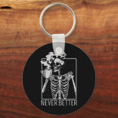 Never Better Skeleton Coffee Halloween Co キーホルダー (正面)
