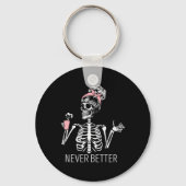 Never Better Skeleton Coffee Halloween Co キーホルダー (正面)