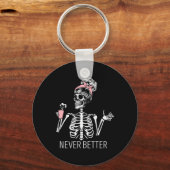 Never Better Skeleton Coffee Halloween Co キーホルダー (正面)