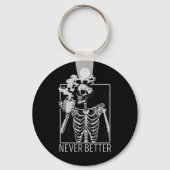 Never Better Skeleton Coffee Halloween Co キーホルダー (正面)