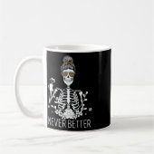 Never Better Skeleton Coffee Halloween Co コーヒーマグカップ (左)