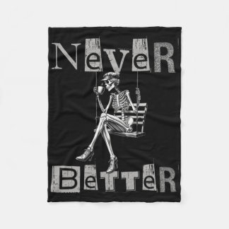 Never Better Skeleton Messy Bun Drink Coffee Co フリースブランケット