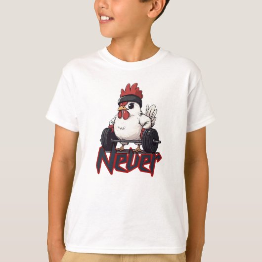 Never Chicken Out – Gym Hen Power Tシャツ (正面)