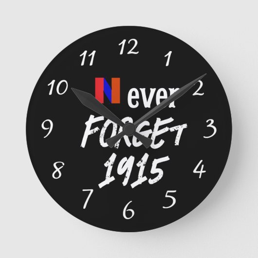 Never Forget 1915 Clock ラウンド壁時計 (正面)