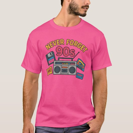 Never Forget 90s Retro Gift Cassette Floppy friend Tシャツ (正面)