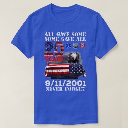 Never Forget 911 20th Anniversary Firefighters Out Tシャツ (デザイン正面)