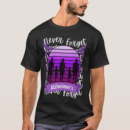 Never Forget Alzheimer's Awareness Retro Purple Fa Tシャツ (正面)