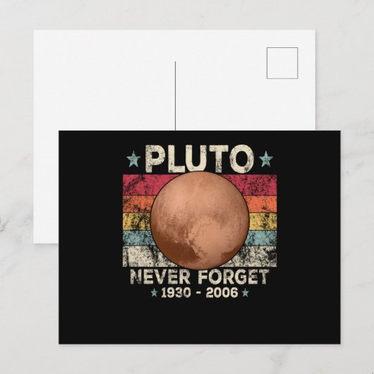 Never Forget Pluto Retro Space Science ポストカード (正面/裏面)