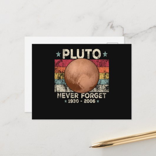 Never Forget Pluto Retro Space Science ポストカード (正面/裏面インサイチュ)