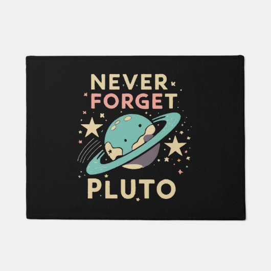 Never Forget Pluto Space Science ドアマット (正面)
