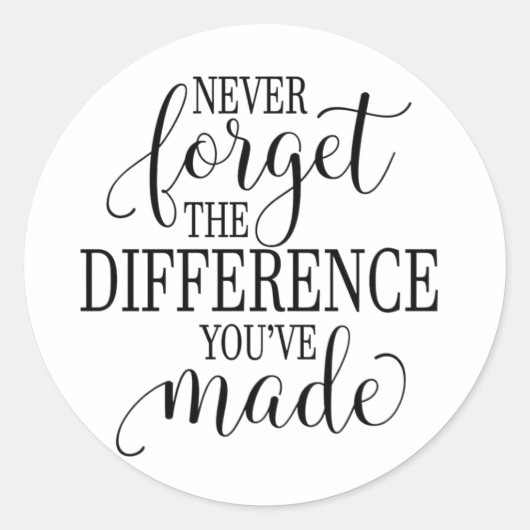 Never Forget the Difference You’ve Made ラウンドシール (正面)