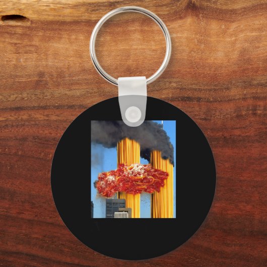 Never Forgetti Funny Spaghetti Meme  キーホルダー (正面)
