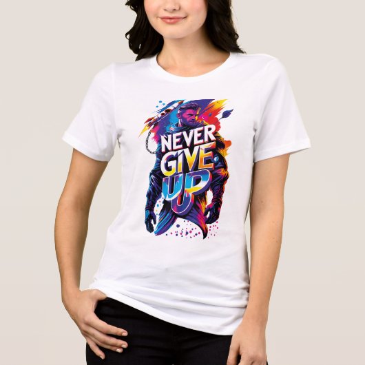 Never Give Up トライブレンドTシャツ (正面)