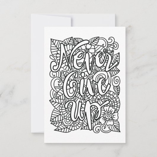 Never Give Up! Color Your Own Note Card サンキューカード (正面)