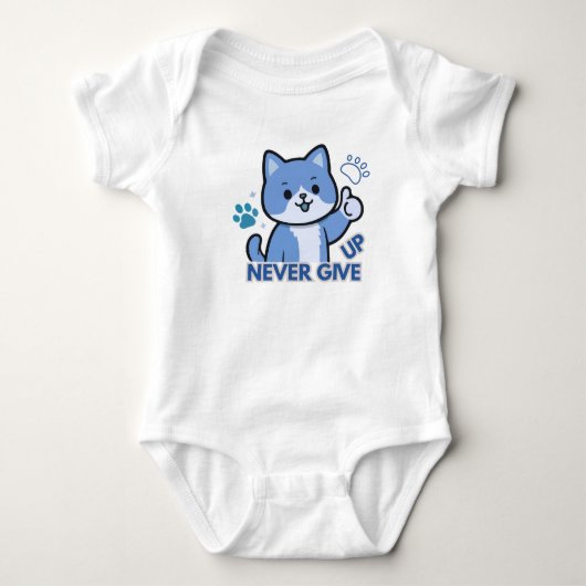 Never Give up Design  ベビーボディスーツ (正面)
