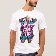Never Give Up Graffiti Quote T-Shirt