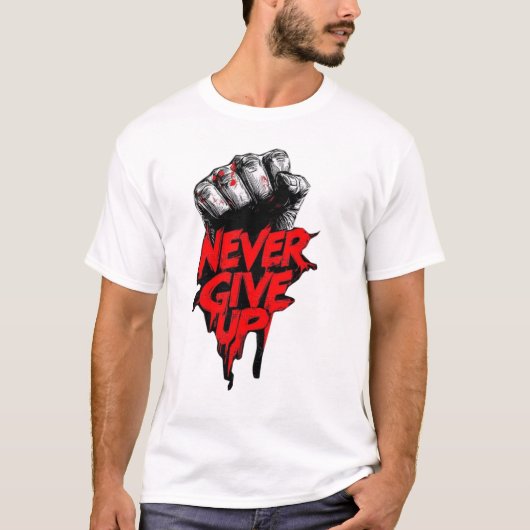 "NEVER GIVE UP" Gym T-Shirts for Men Online Tシャツ (正面)