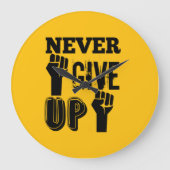 Never Give Up Motivational Round Wall Clock ラージ壁時計 (正面)