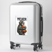 Never Give Up - Resilient Baby Monkey with Teddy B シール (スーツケース)