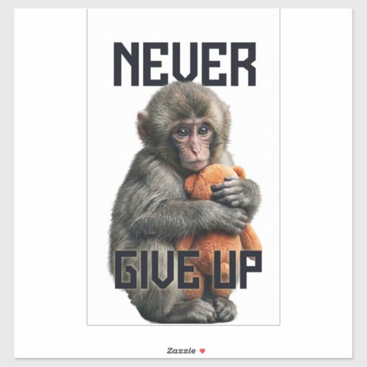 Never Give Up - Resilient Baby Monkey with Teddy B シール (シート)