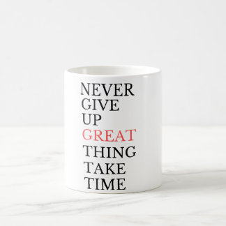 "Never Give Up Taza コーヒーマグカップ