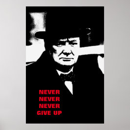 Never Give Up Winston Churchill Motivation Pop Art ポスター