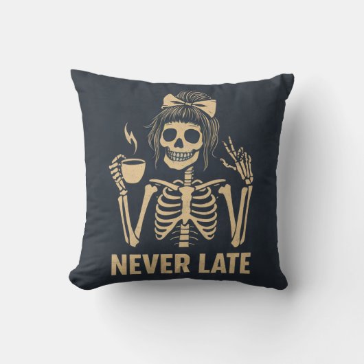 Never late  skeleton cushion クッション (正面)