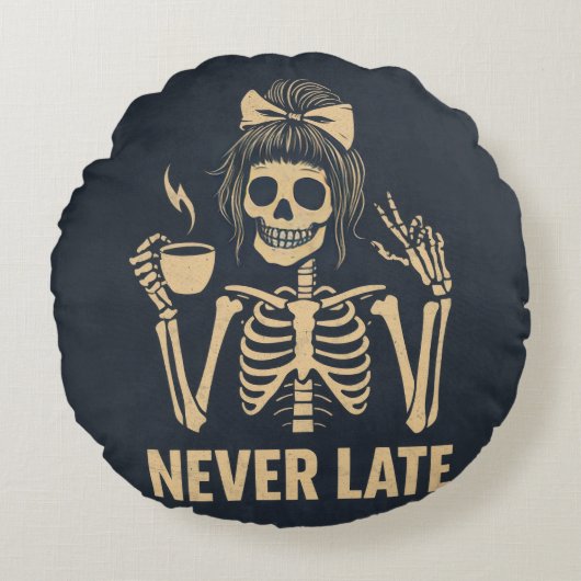 Never late skeleton cushion ラウンドクッション (正面)