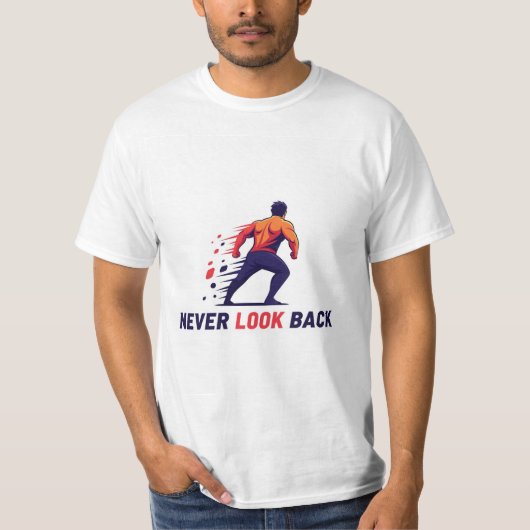 Never Look Backロゴ：前進勢 Tシャツ (正面)