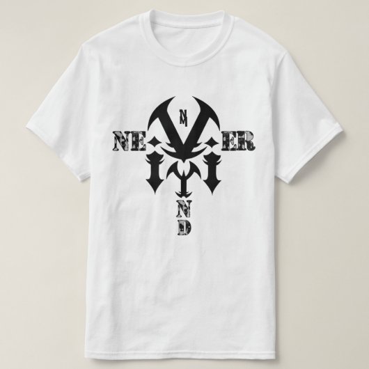 Never mind軍隊アクションカモフラージュB/Wロッカー Tシャツ (デザイン正面)