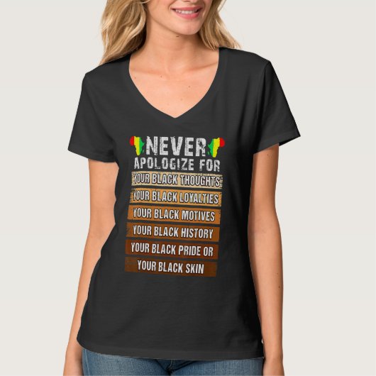 Never Retro Apologize Black History African Melani Tシャツ (正面)