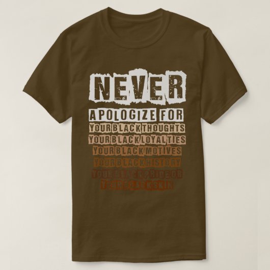 Never Sayブラックヒストリー月メラニンプライド Tシャツ (デザイン正面)