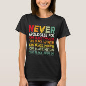 Never Say Black History Month BLMメラニンPr Tシャツ (正面)
