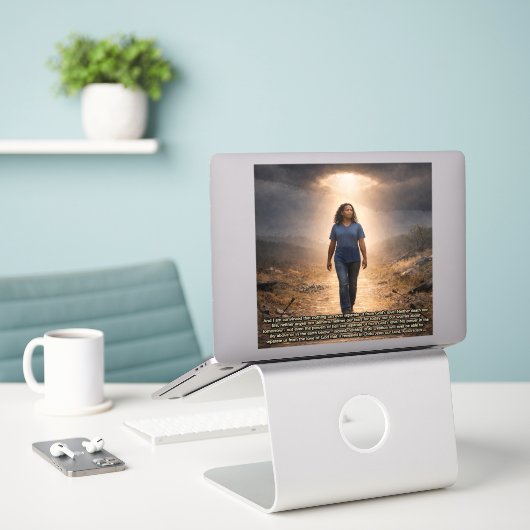 Never separated from God シール (デスク上のノートパソコン)