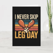 Never Skip Leg Day Funny Turkey Retro  カード (正面)