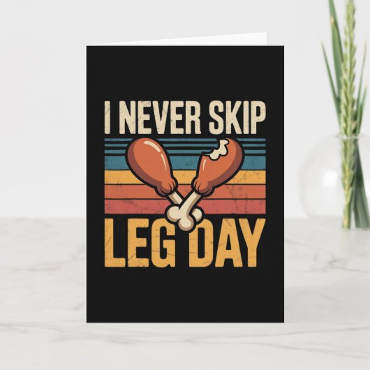 Never Skip Leg Day Funny Turkey Retro カード (正面)