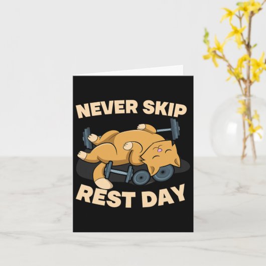 Never Skip Rest Day Cat Kitten Gym Workout Bodybui カード (黄色い花)