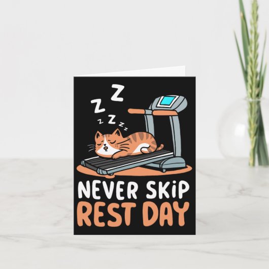 Never Skip Rest Day Funny Bodybuilding Cat Workout カード (正面)