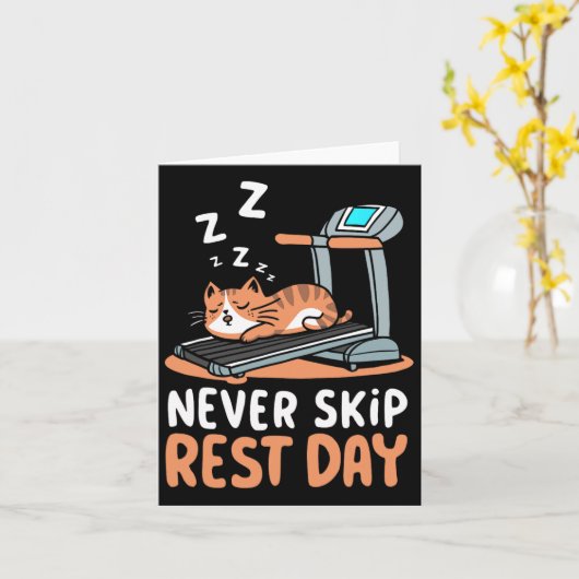 Never Skip Rest Day Funny Bodybuilding Cat Workout カード (黄色い花)