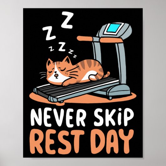 Never Skip Rest Day Funny Bodybuilding Cat Workout ポスター (正面)
