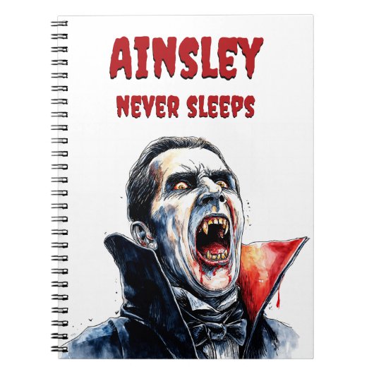 Never Sleeps Vampire Gothic Water Colorホラーアート ノートブック (正面)