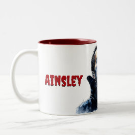 Never Sleeps Vampire Gothic Water Colorユーモア ツートーンマグカップ